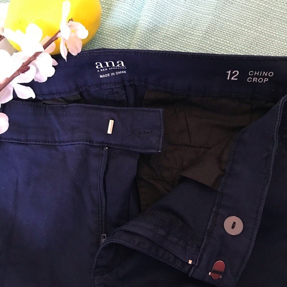 Navy blue cropped chino straight leg pants - Picture 3 of 3